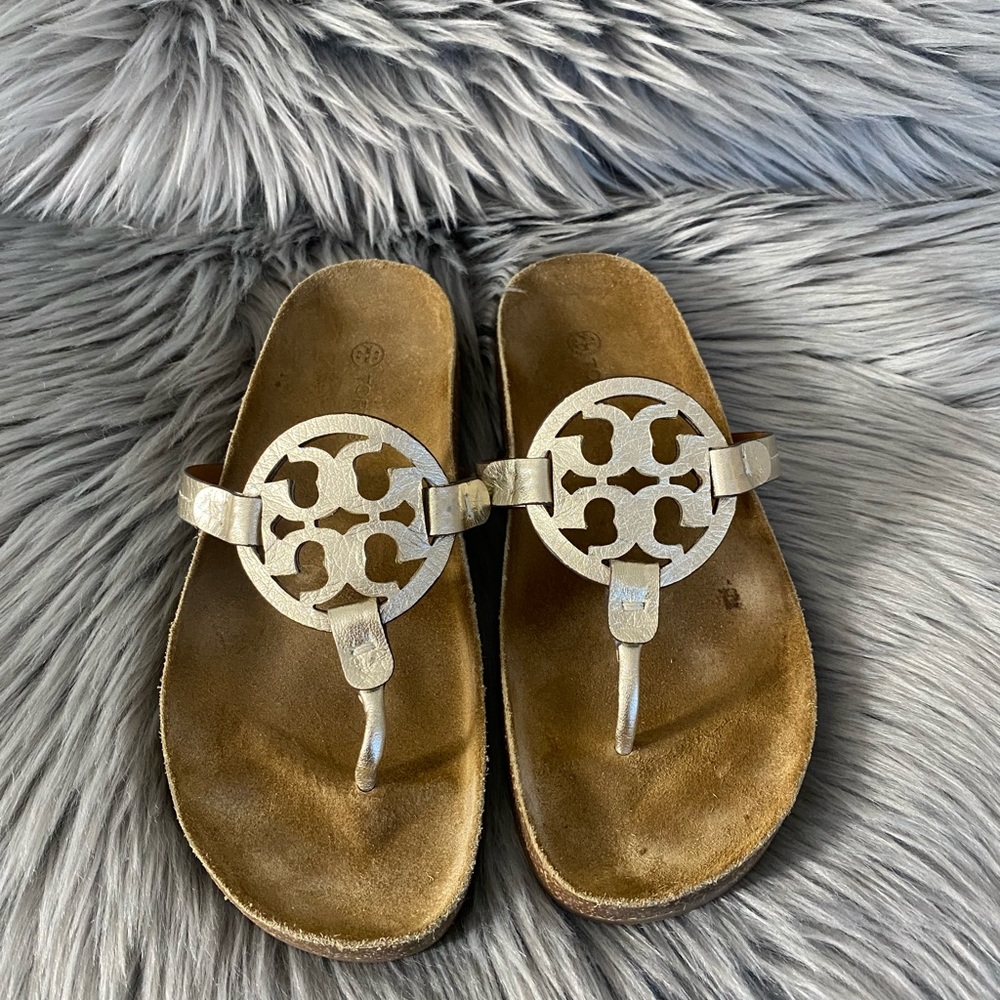 Tory Burch Miller Cloud Sandals Gold Size 8
